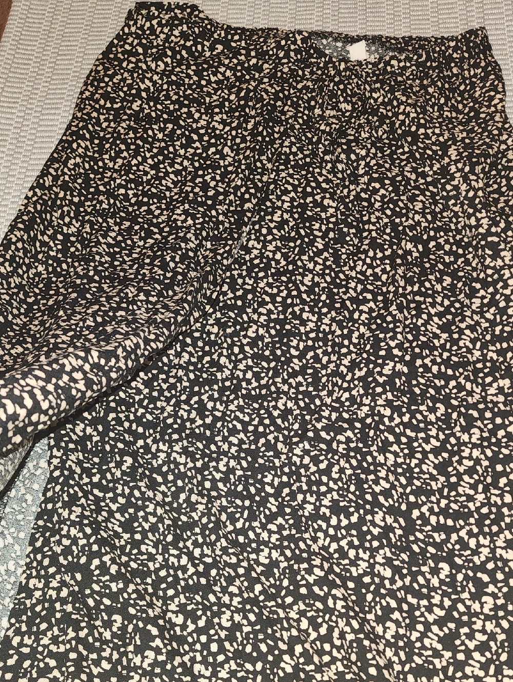 Black and Cream Abstract Print Maxi Skirt Wrap Size Large